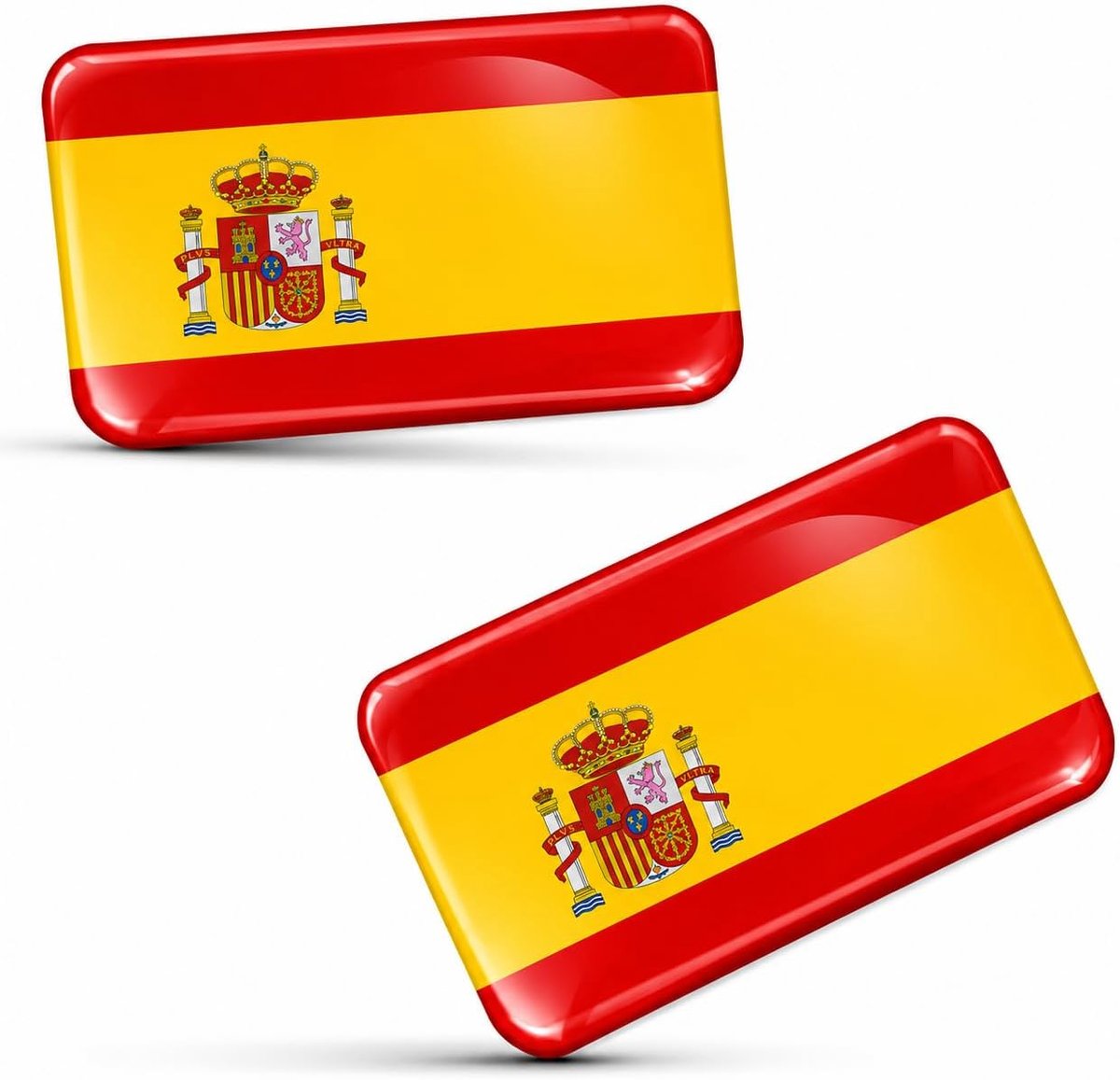 3D-landenvlaggenstickers, stickers, embleem, vlag, set van 2 stuks, mini-gel, auto, motorfiets, helm, laptop, mobiele telefoon, koffer, waterdicht, zelfklevend, 18 x 11 mm (Spanje ES)