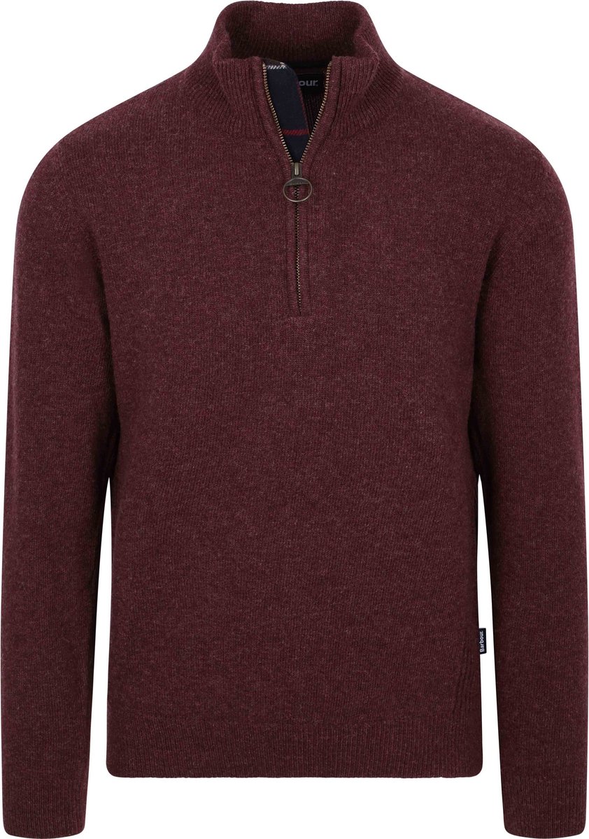 Barbour Holden Half Zip Trui Wol Bordeaux - Maat XXL - Heren - Quarter zip
