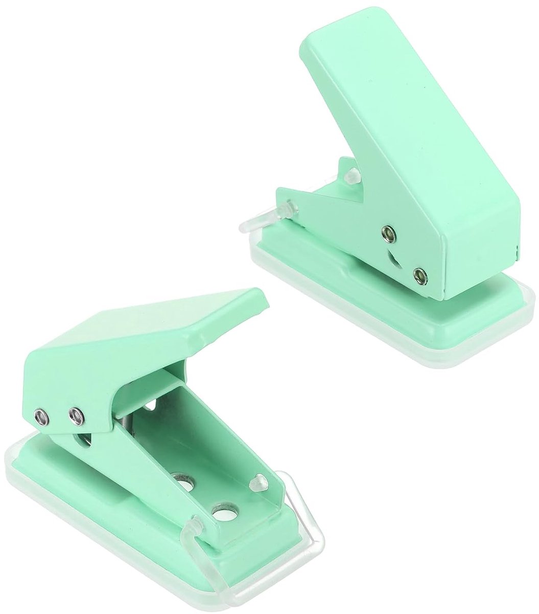 1/4" enkele perforator, 2 stuks mini-draagbare kleine perforator, 6 vellen gatcapaciteit, metalen perforator voor dag doe-het-zelf handwerk, scrapbook, ticket, groen
