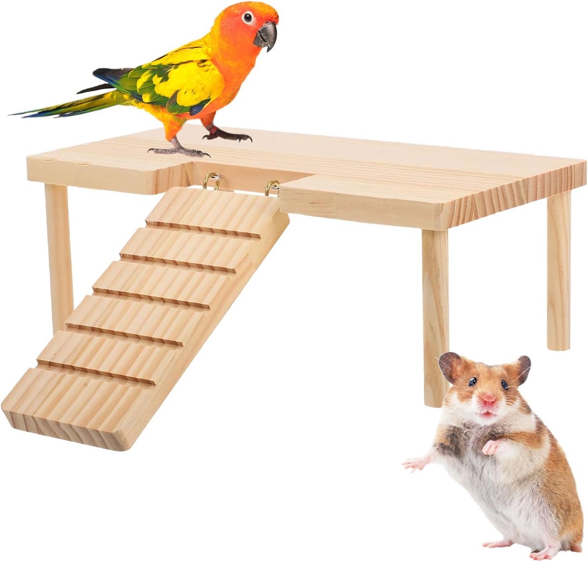 klimplatform met Ladder Bridge, hamsteretage, klimplatform cavia's, voor knaagdieren, klimmen en spelen, stressvermindering en tandverzorging