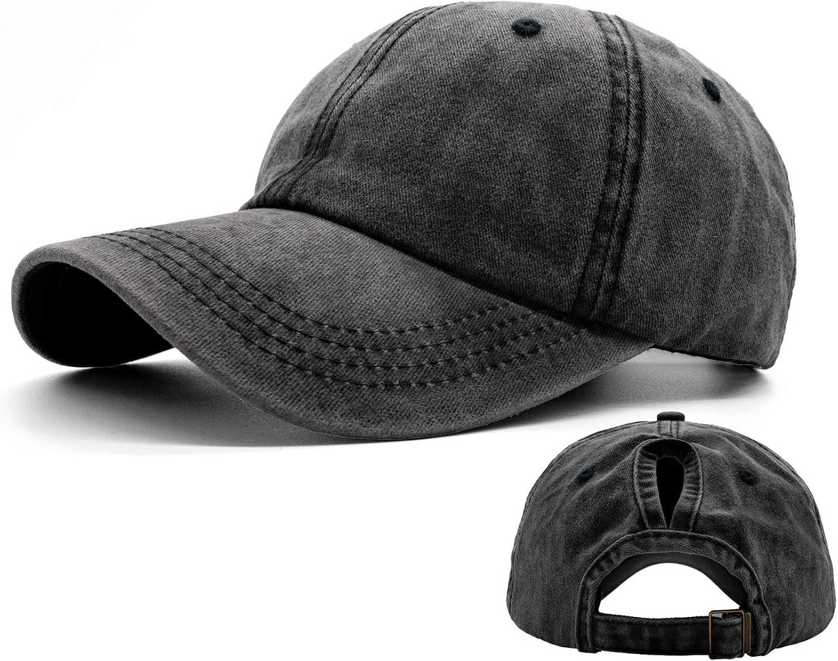 damespet vlecht pet vintage ademend verstelbare cap voor paardenstaart, zonnebescherming, hip hop pet, lang haar, katoenen pet meisjes baseballpet zomer