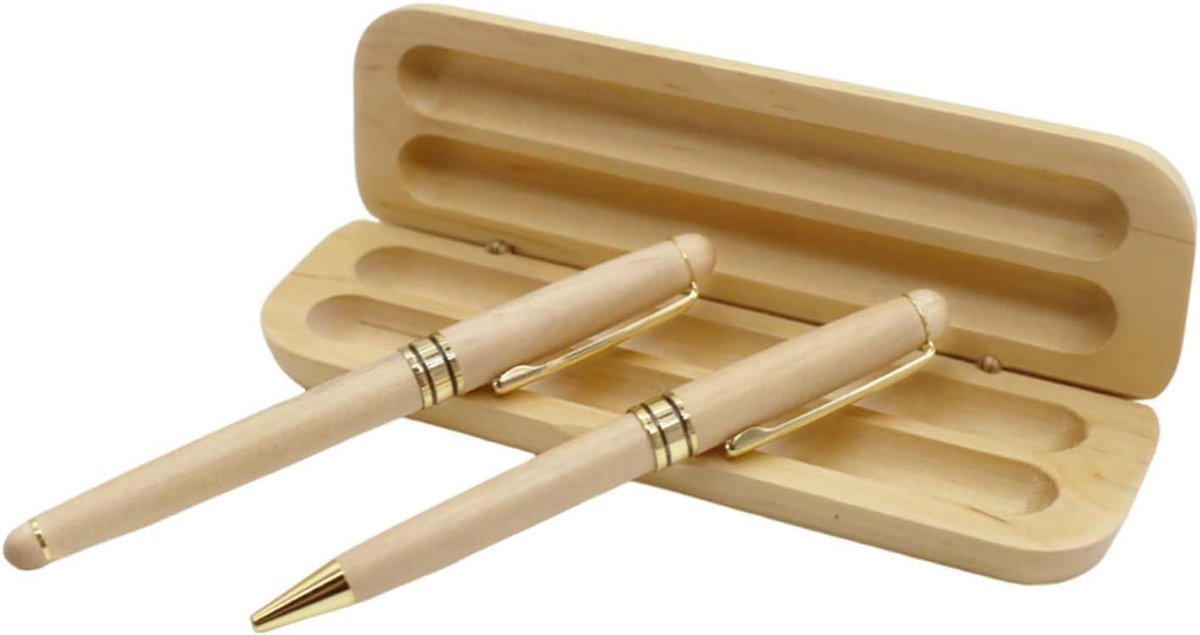 Pen in geschenkdoos, vulpen, houten balpen, balpen, balpen, vulpen, balpen en vulpen, geschikt voor het leren van examens