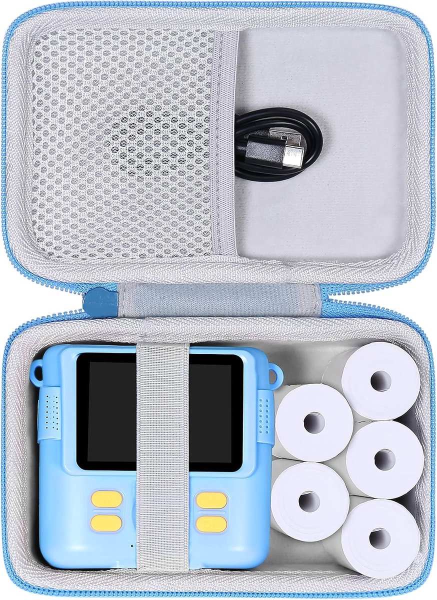 Harde opbergtas voor OPERHOO/YORKOO/Gofunly/CHRERNA/AORILE Kids Instant Print Camera, Kinder Camera Fotopapier & Kleur Pen Organizer, Blauw, Modieus