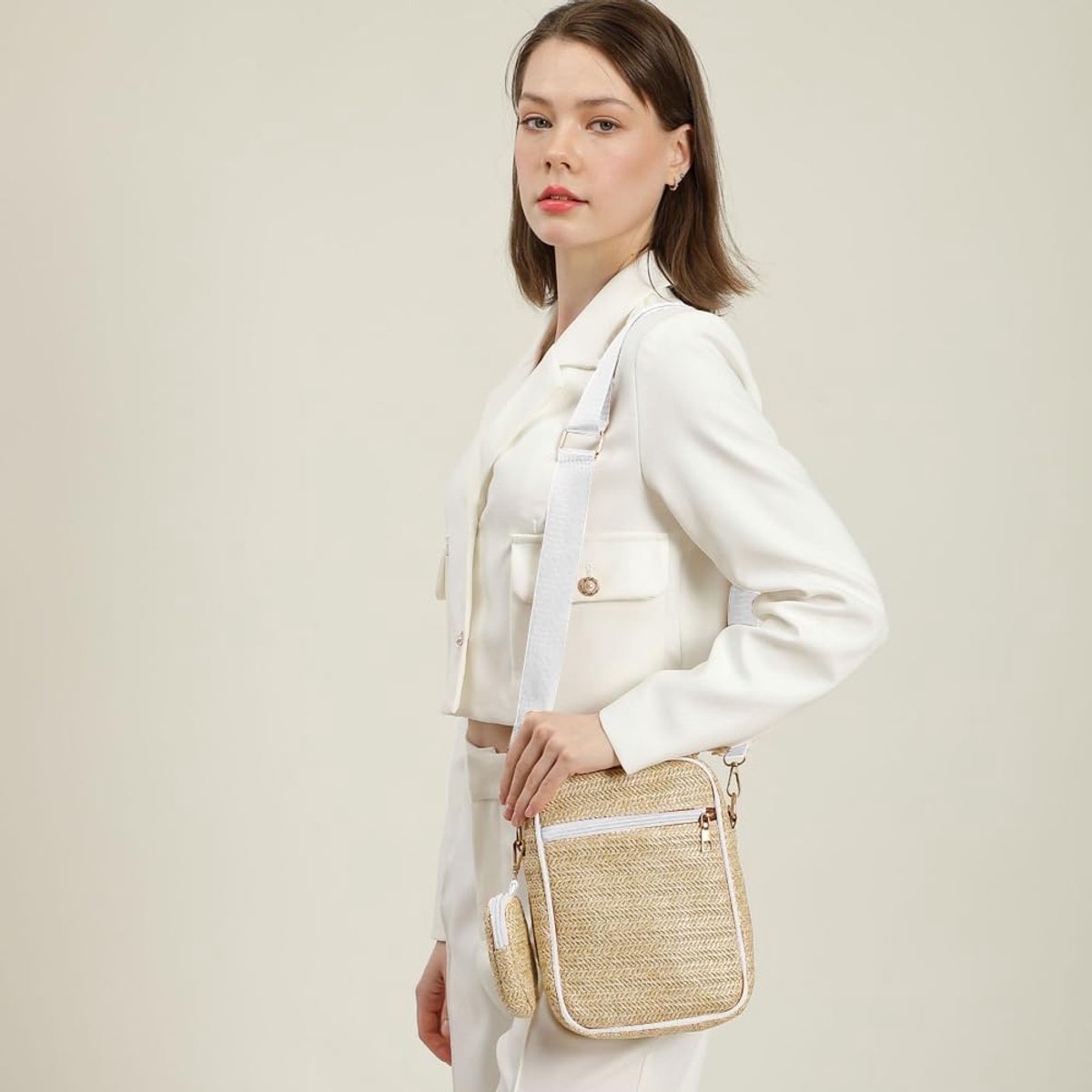elegante damestas in Boheemse stijl met brede, verstelbare en afneembare schouderriem voor zomervakantie en reizen