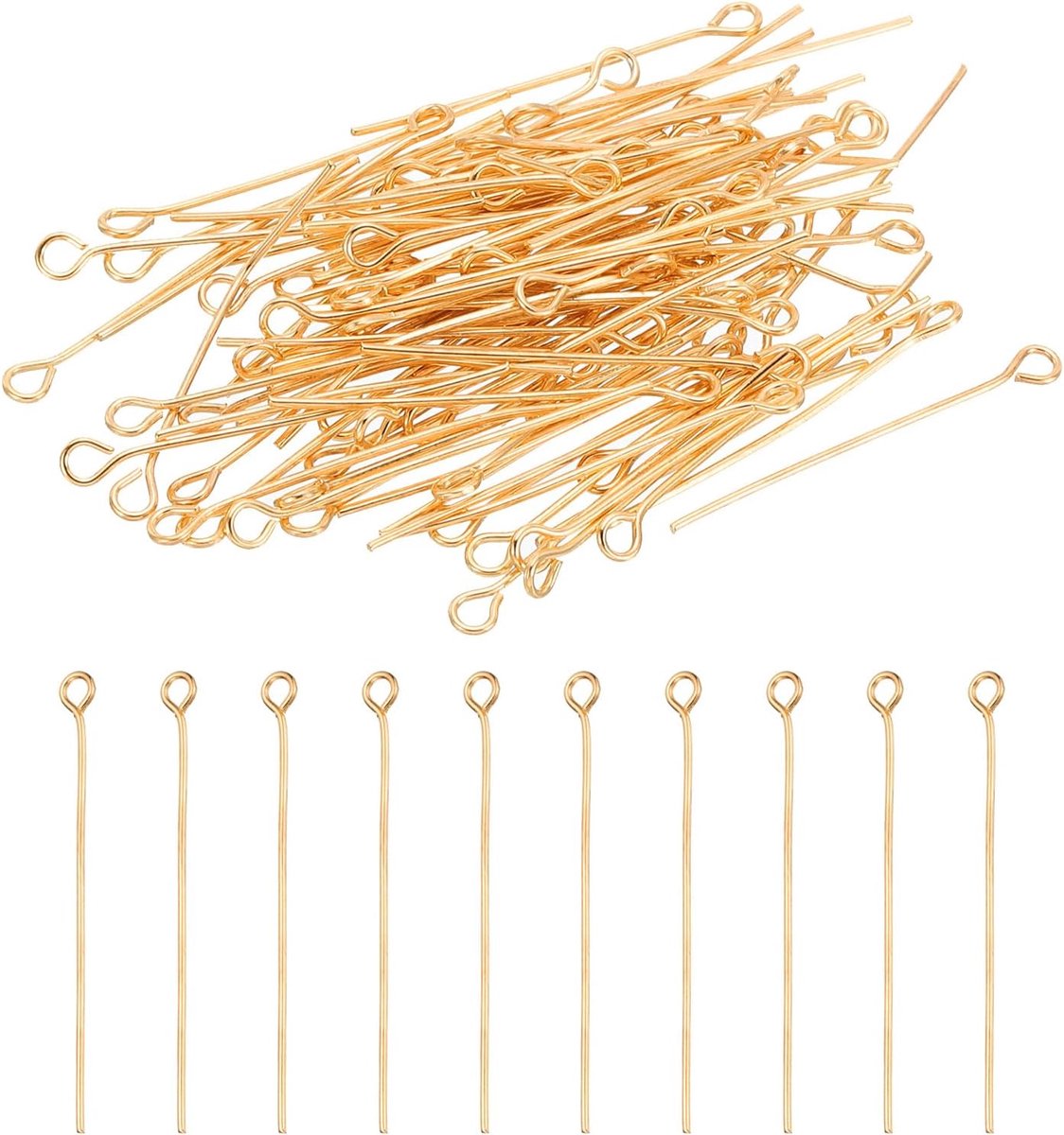 150st 30mm Licht Goud 21 Gauge Open Oogspelden voor Sieraden Maken Onderdelen