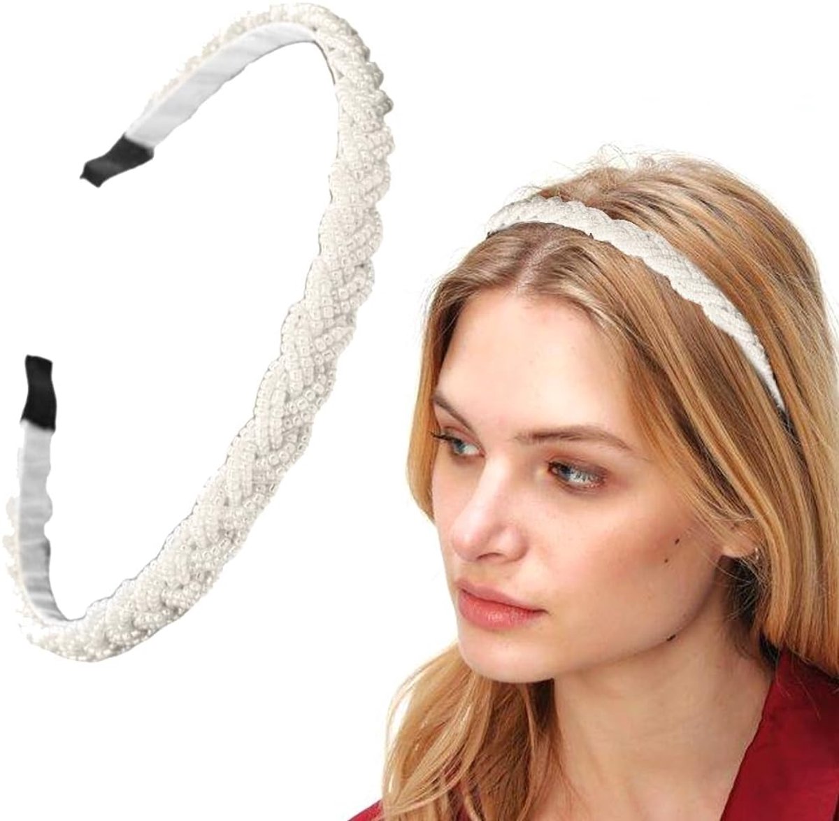 Haarband dirndl dames gevlochten met parels wit klederdracht haarsieraad voor Oktoberfest Wiesn hoofdtooi