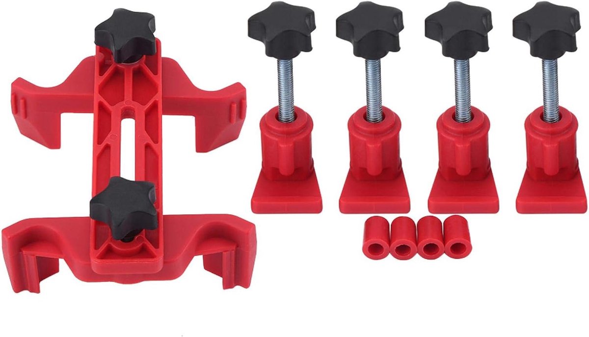 Lock Tool, 9 stks Auto Dual Cam Clamp Nokkenas Motor Timing Tandwiel Gear Locking Tool Kit 45# Koolstofstaal Rood