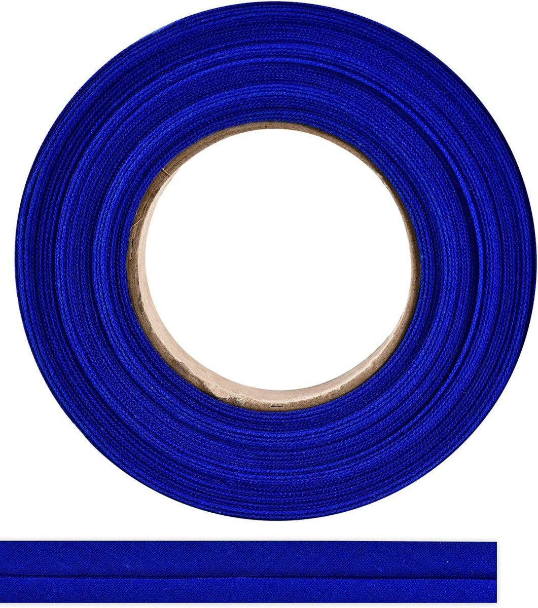 Biasband van 100% katoen, 10 m x 25 mm (gevouwen), hoogwaardige rand, katoenen band, biasband, ideaal voor doe-het-zelf naaien, in België gemaakt, op een rol (donkerblauw)