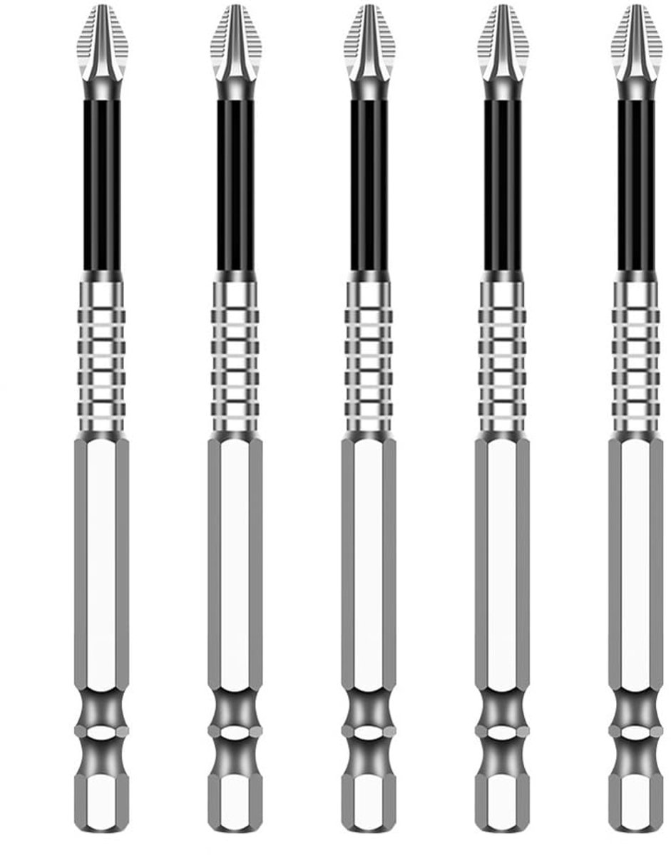 Magnetische Schroevendraaier Boorbits Set K5 Slagvast Niet-Slip Kruisbits Anti-Slip Magnetische Elektrische Schroevendraaier Set (5, 120MM)