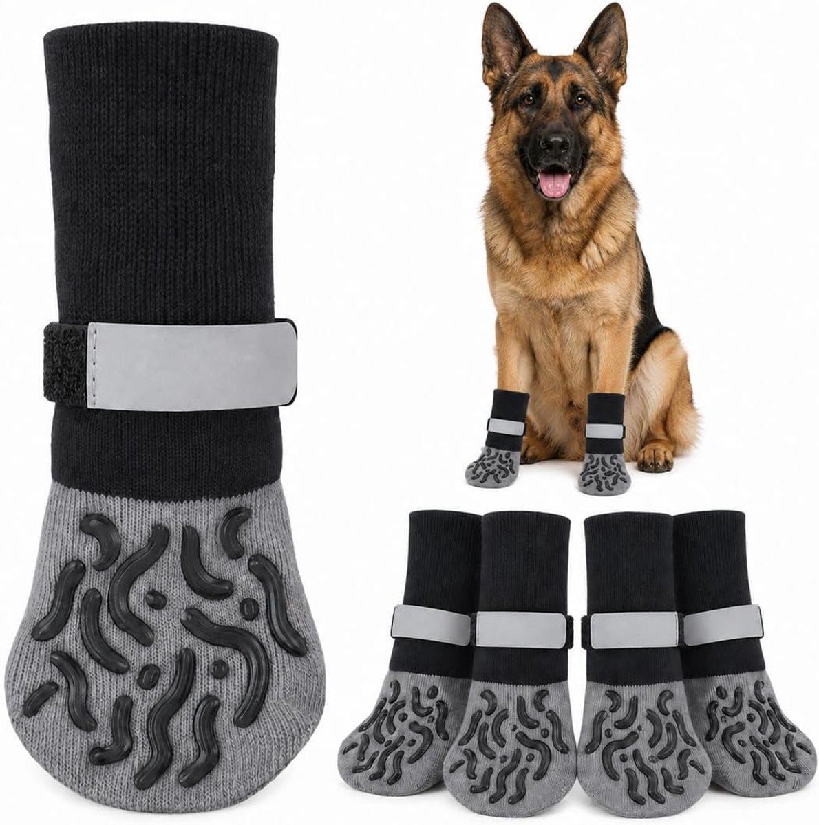 Schoenen voor buiten, pootbescherming voor honden, waterdicht met verstelbare riemen en siliconen aan beide zijden, L