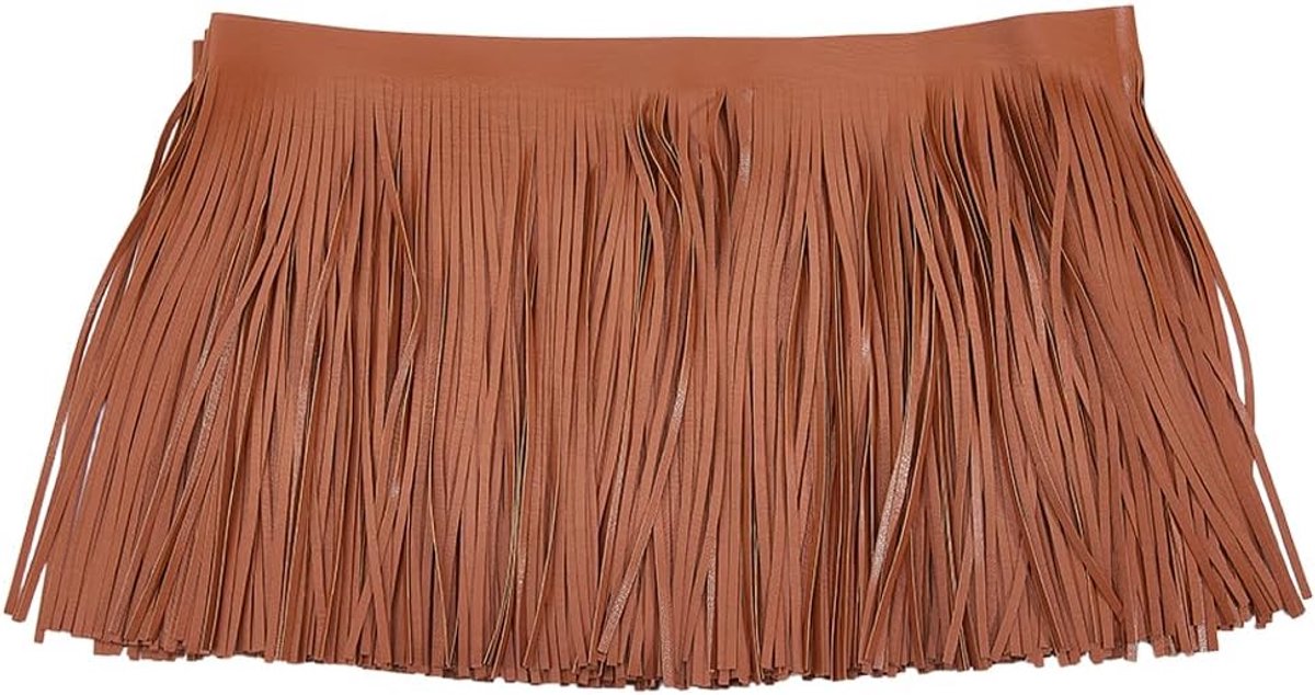 3 m PU lederen franjes trim bruin dubbelzijdige westerse franjes cowboy stijl 20 cm brede lengte naai franjes sieraden voor doe-het-zelf naaien jurken knutselen rockdecoratie