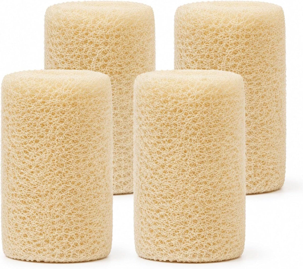 set van 4, natuurlijke badspons van luffa, 100% natuurlijke peelingspons voor lichaam en douche
