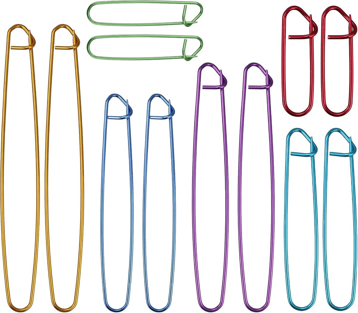 12 stuks breien gaashouders, grote set, 6 maten, aluminium haaknaalden, breinaalden, naaldhaken, naaimarkers, breien, dispenser, accessoires, voor dekens, sjaals, doe-het-zelf handwerk,