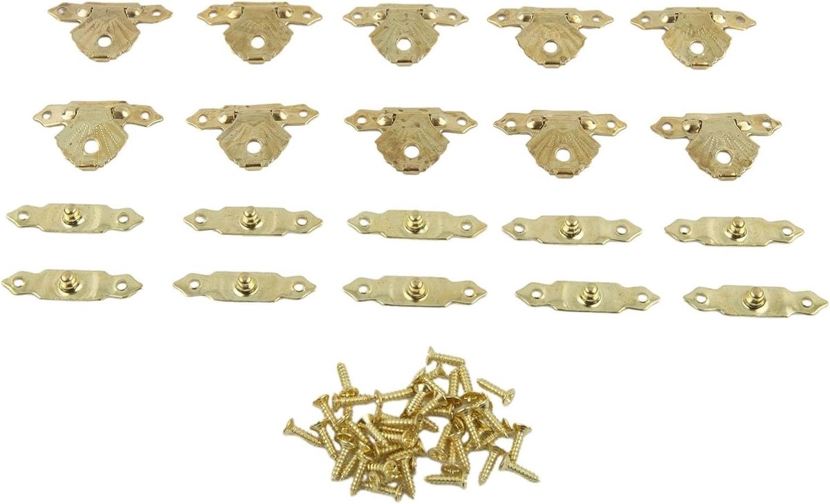 10 stuks doos vergrendelingen met 40 stuks schroeven ijzeren kast hasp voor sieraden houten kist kist decoratieve hasp hangslot vergrendeling kleine antieke bronzen hasp(goud)