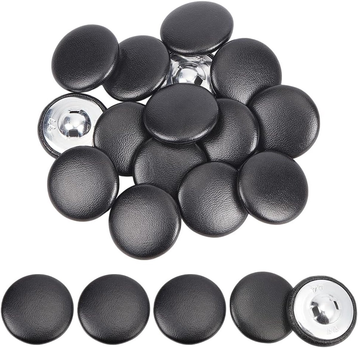 30 stuks met leer bedekte knoop, 28,5 mm metalen schacht ronde naaiknoppen, 1-gaats knutselen botanische knopen voor tapicería-knopen voor breien, bekleding, tuften doe-het-zelf handwerk, jas