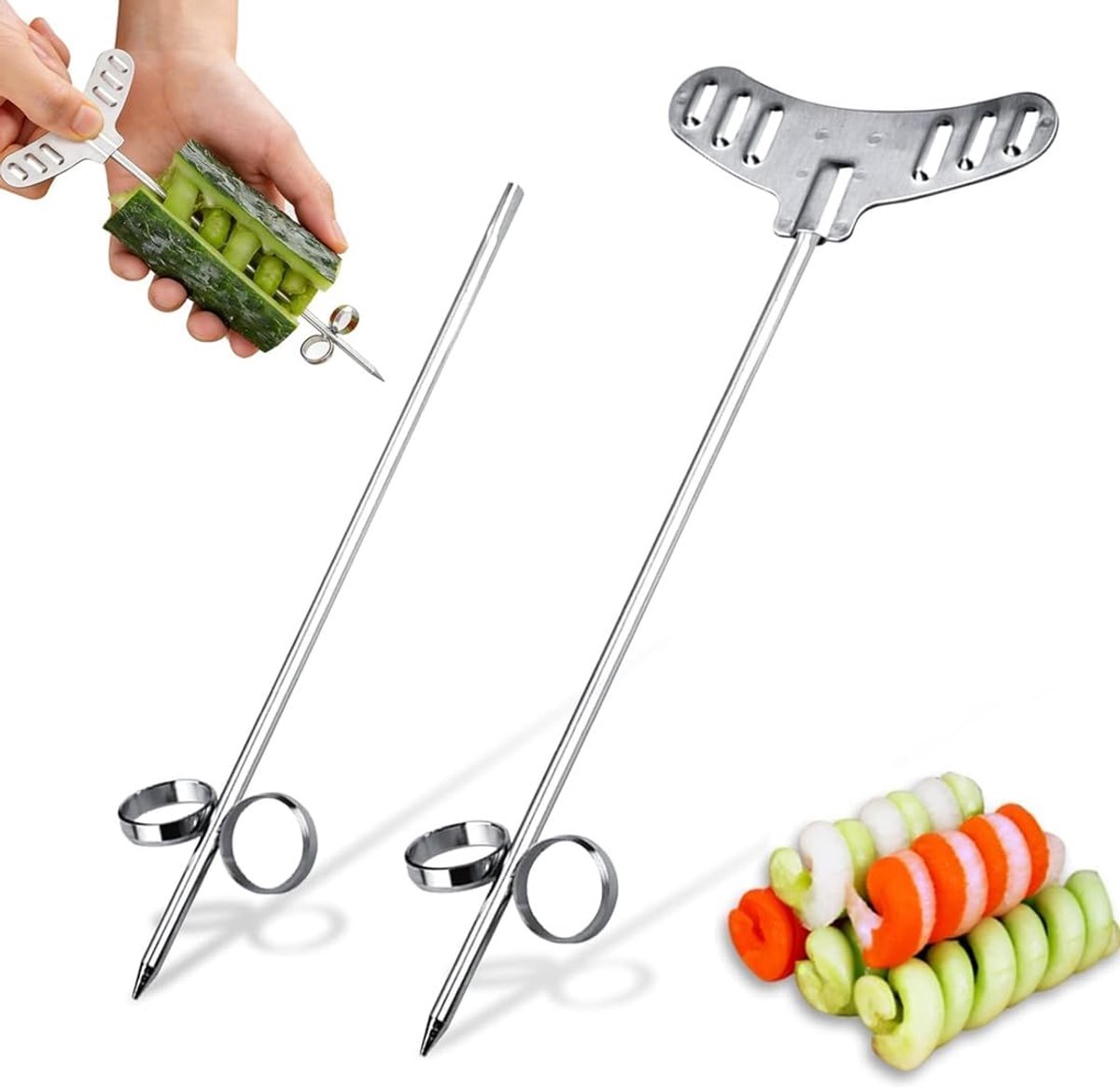 1 PCS spiraalvormige aardappelsnijder, handmatige groentesnijder, spiraalvormig snijgereedschap voor groenten en fruit, 304 roestvrij staal