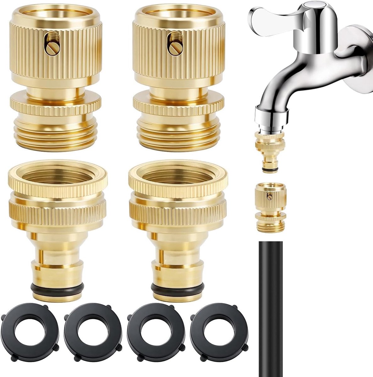 2 paar van 1/2 inch en 3/4 inch snelkoppeling voor slang