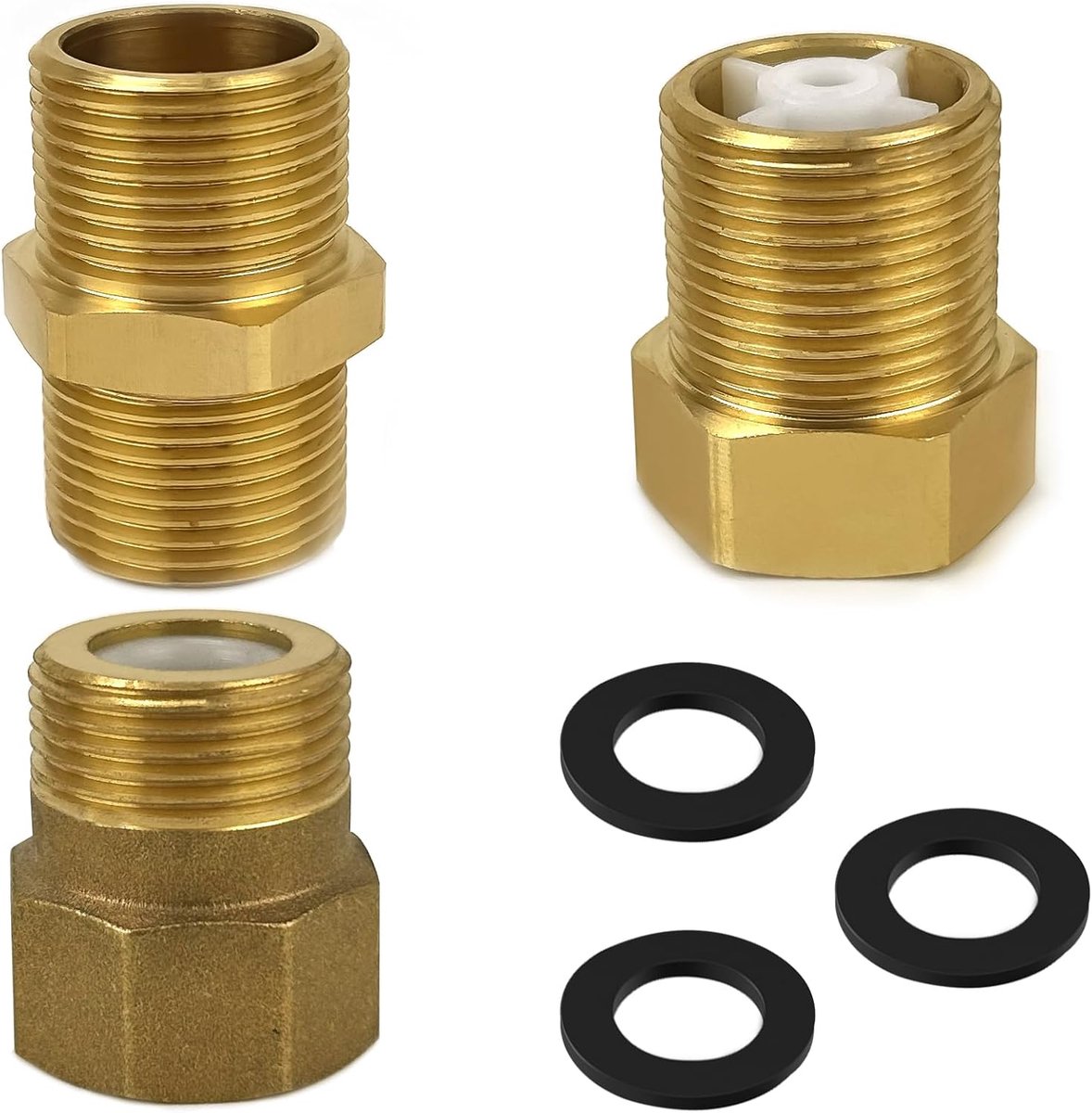 3 stuks messing terugslagklep 3/4 inch, messing tussenventiel, terugslagklep water uit, terugslagklep, voor pomp, waterleiding, binnen- en buitendraad, dubbele schroefdraad, Ø 25 mm