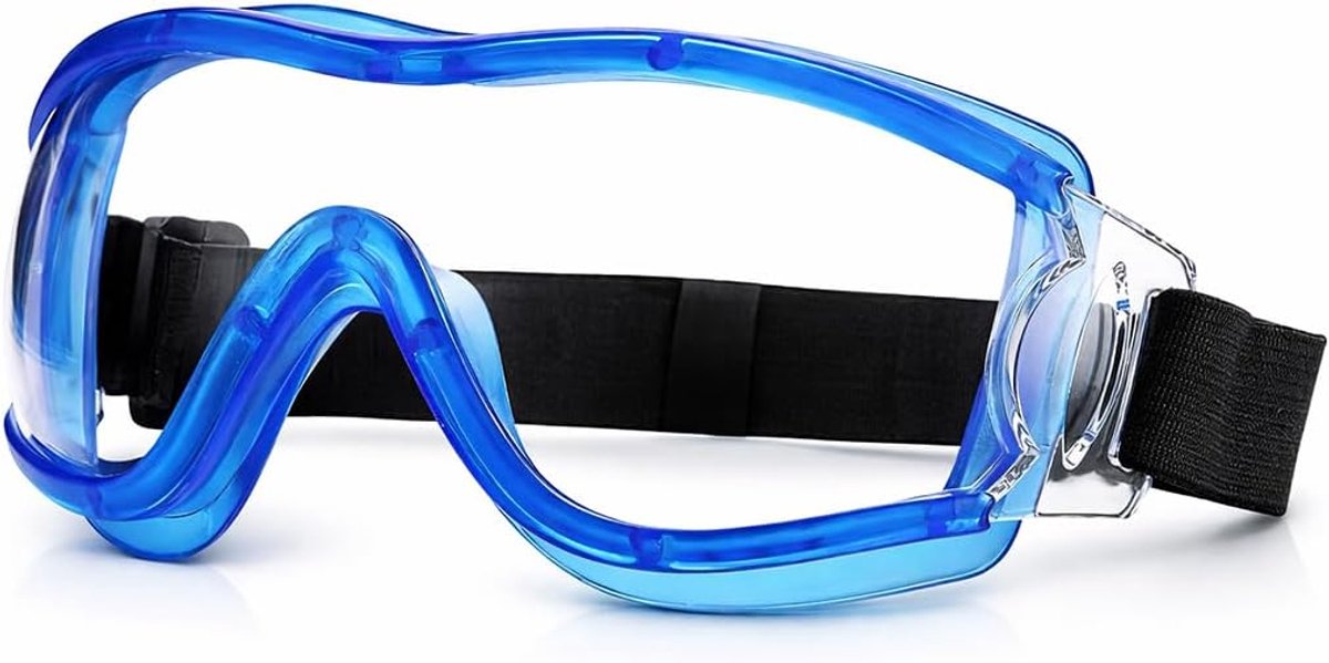 Veiligheidsbril voor kinderen, anti-pollen- en anti-condens, winddichte en stofbril voor airsoft en fietsen, verstelbare band, blauw (1 stuks)