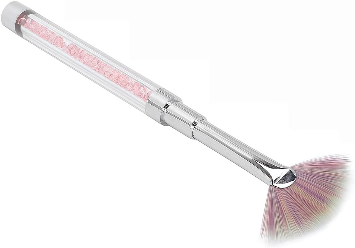 Waaiervormige nagelkwast - nylon pen voor strassteentjes, poeder, glitter, stofverwijdering, make-up en manicure
