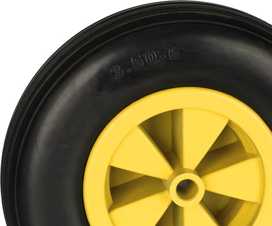 kruiwagenwiel - 3.50-6 - massief rubber - kunststof velg - anti-lek - tot 100 kg - zwart-geel van Merkloos	 — afbeelding 2
