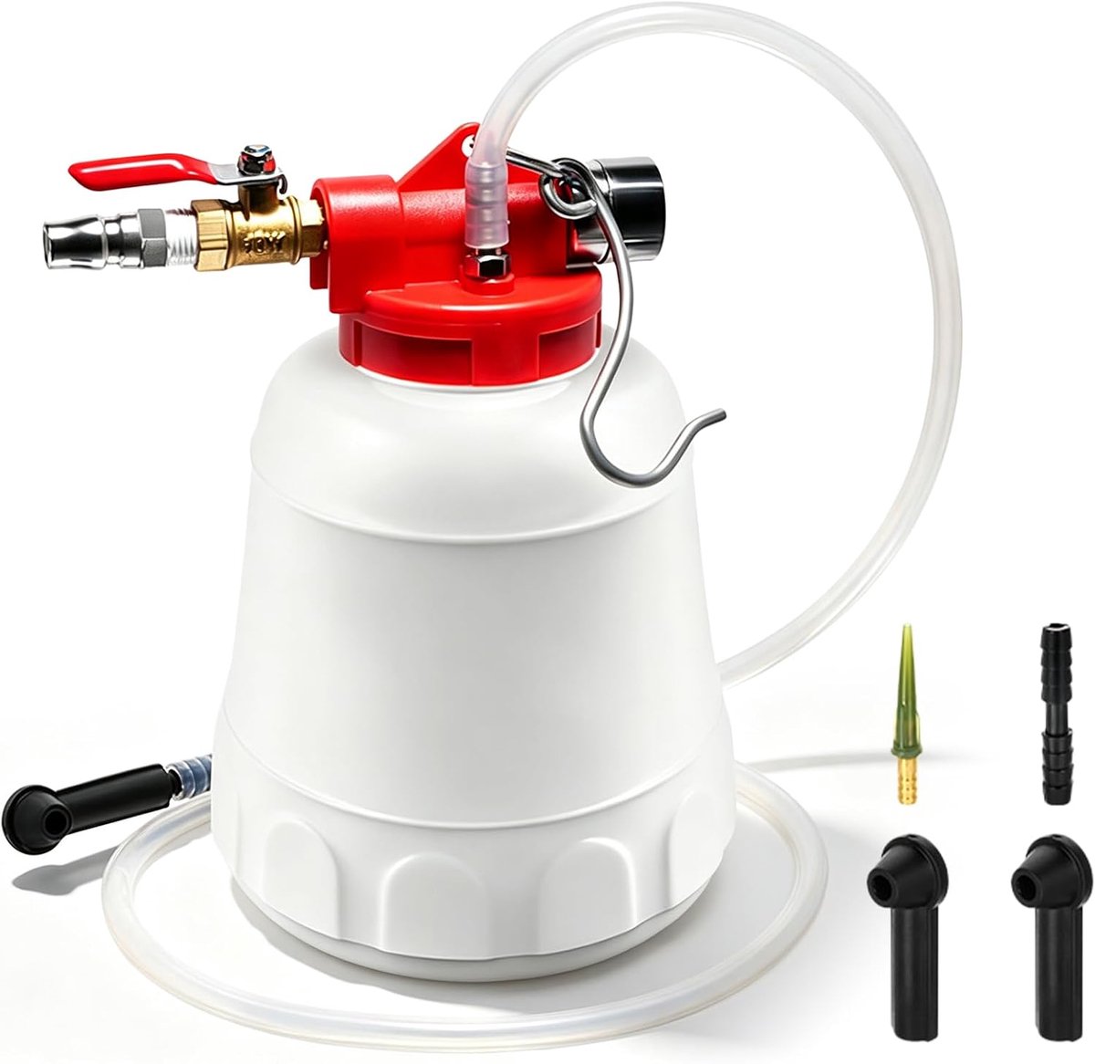 1 liter, remontluchterfles, remvloeistofwisselaar met 4 adapters, 1,5 m slang, remmen ontluchtingsgereedschap voor auto's en motorfietsen