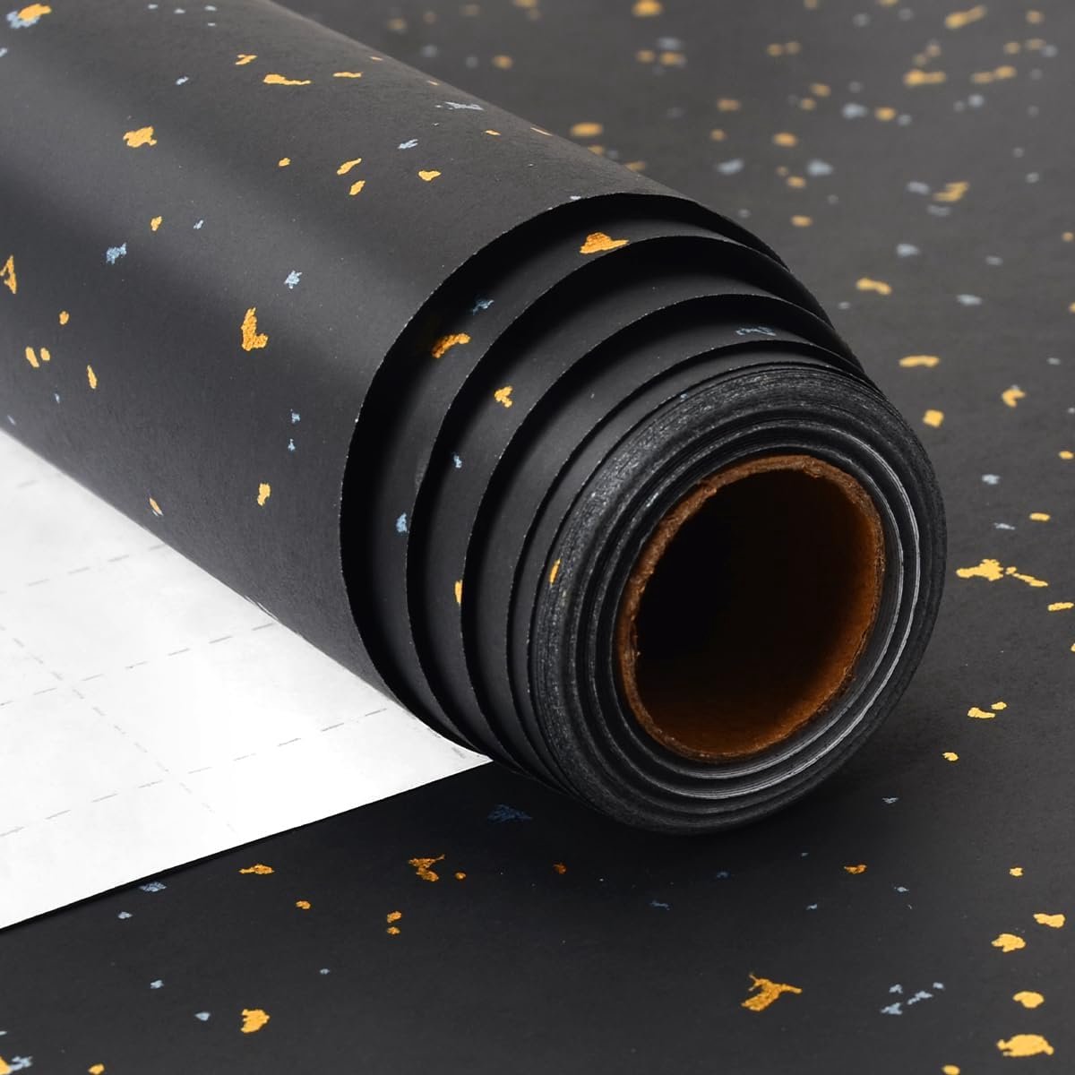 Cadeaupapier, 43 cm x 10 m Zwart Goud Zilver Inpakpapier voor Kerstmis Verjaardag Huwelijk Jubileum