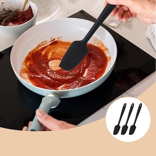 Spatels, 22 cm, kleine siliconen deegschraper hittebestendig tot 315 °C, mini siliconen schraper voor bakken, koken, schrapen, roeren, spatel voor anti-aanbakservies — afbeelding 4