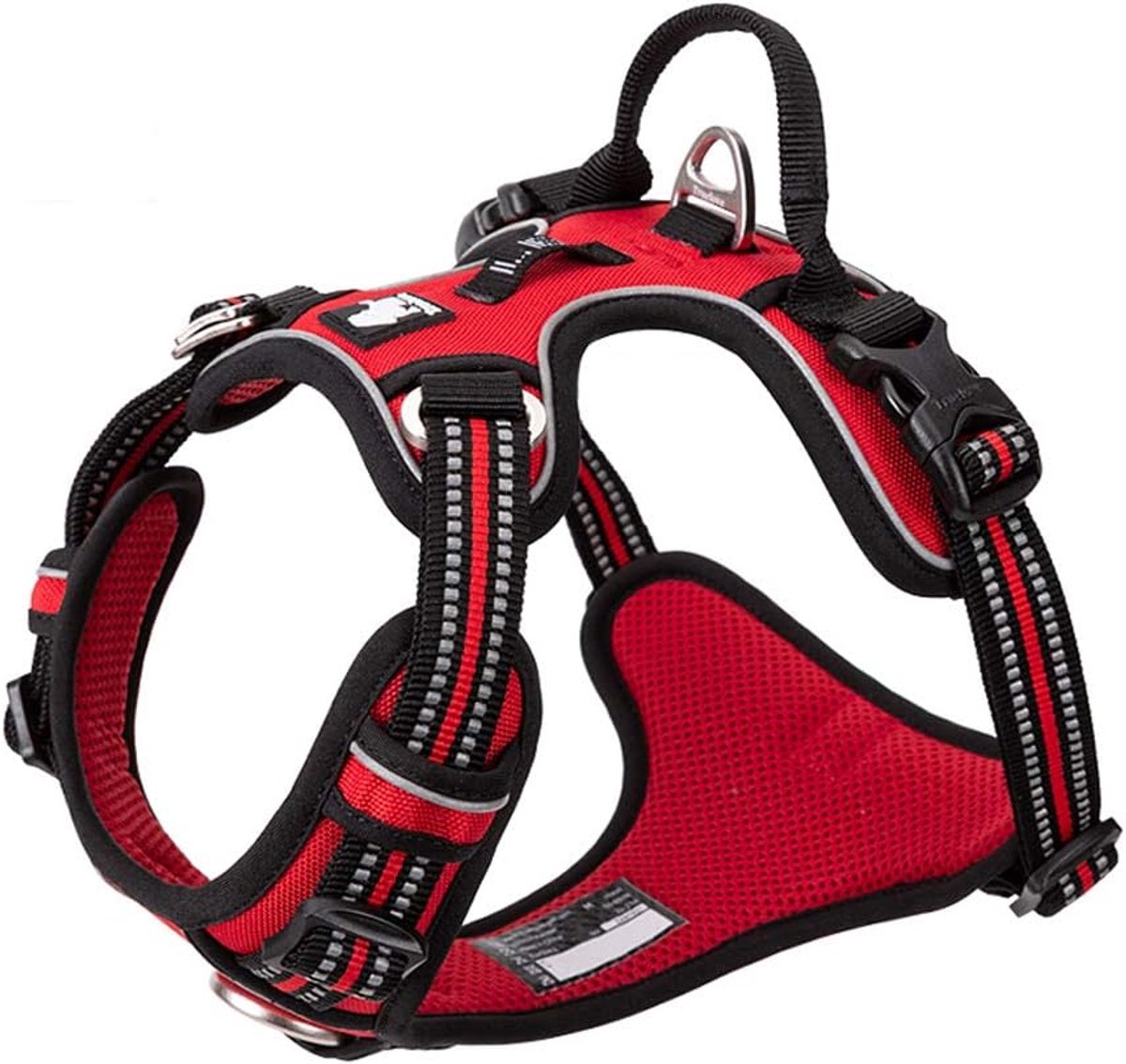 zonder trekken, verstelbaar, reflecterend, stap-in, zacht nylon, voor kleine en grote huisdieren, TLH56512 (M, rood)