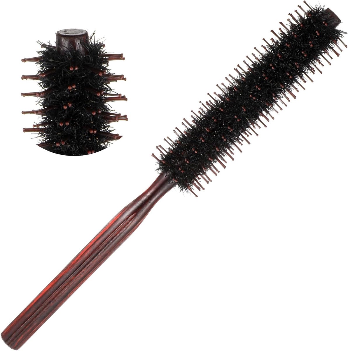 haarborstel, natuurlijke borstelharen, rollerborstel met versterkte borstelharen, textuurkam voor styling en volume, pony, föhnen, dun, dik, krullend haar, 3,5 cm diameter