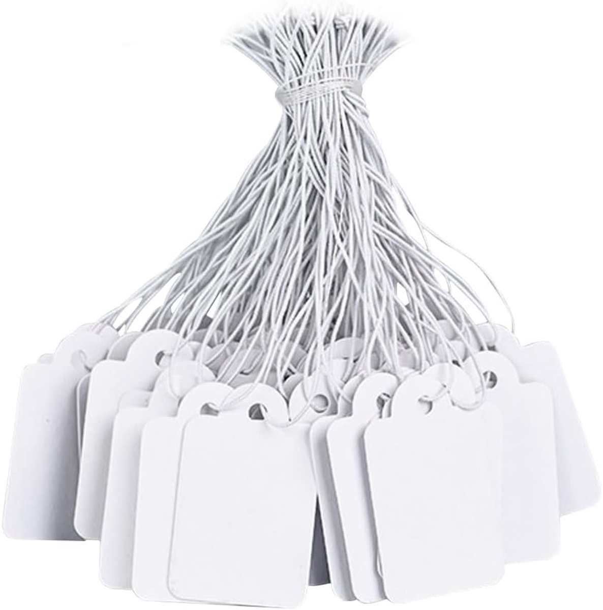 500 stuks prijskaarten, 25 mm x 45 mm, etiketten met draad, van karton, voor productmarkering, markering, plaatskaarten (wit)