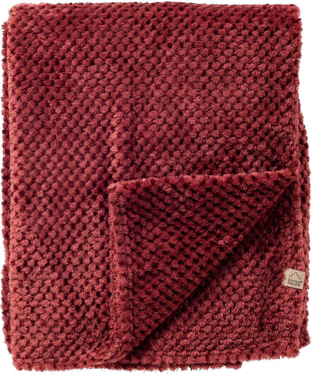Dutch Decor - MICKY - plaid 150x200 cm - fluffy - Merlot - rood