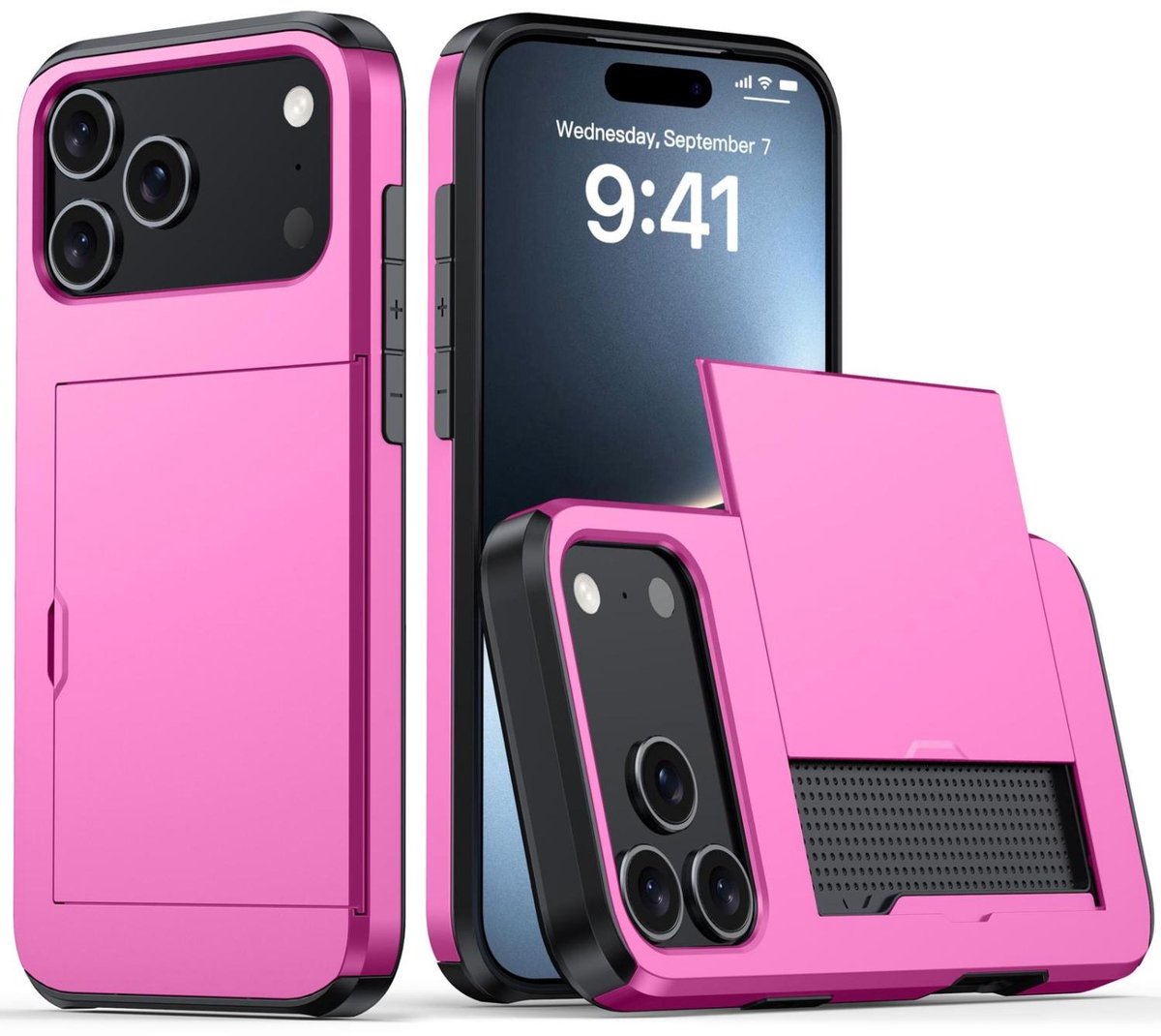 Mobigear Hoesje geschikt voor Apple iPhone 18 Pro Telefoonhoesje met Kaarthouder Hardcase | Mobigear Card Backcover Shockproof met Pasjeshouder | Kaarthouder voor 2 Pasjes | Hoesje voor Pinpas / OV Kaart / Rijbewijs | Schokbestendig iPhone 18 Pro