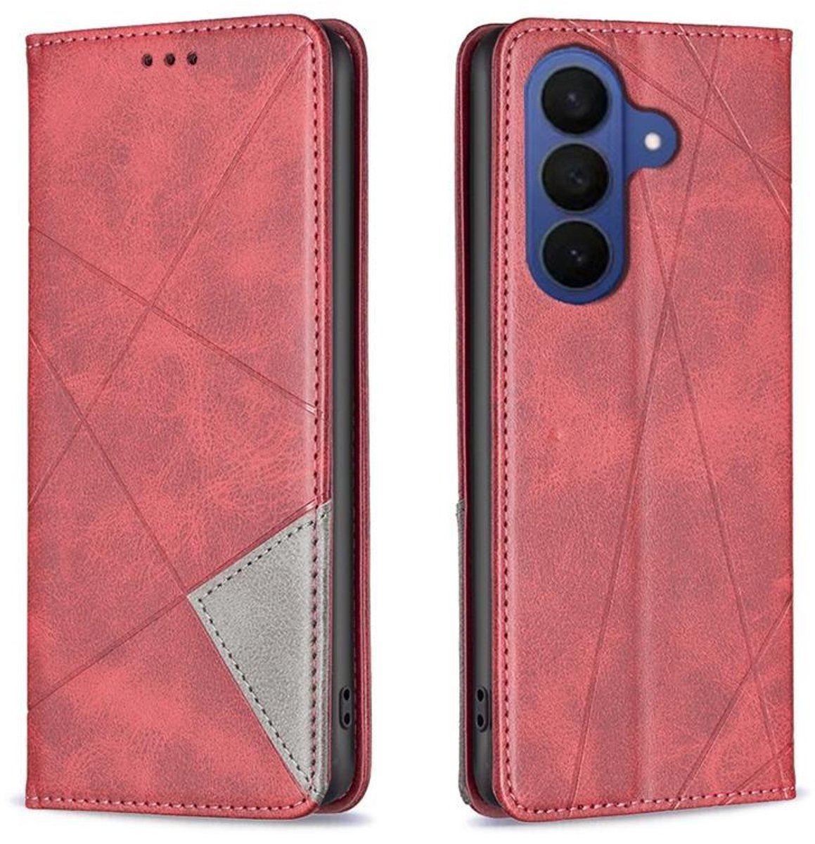 Mobigear Telefoonhoesje geschikt voor Samsung Galaxy A27 Hoesje | Mobigear Rhombus Slim Bookcase | Pasjeshouder voor 2 Pasjes | Telefoonhoesje voor Pinpas / OV Kaart / Rijbewijs - Rood