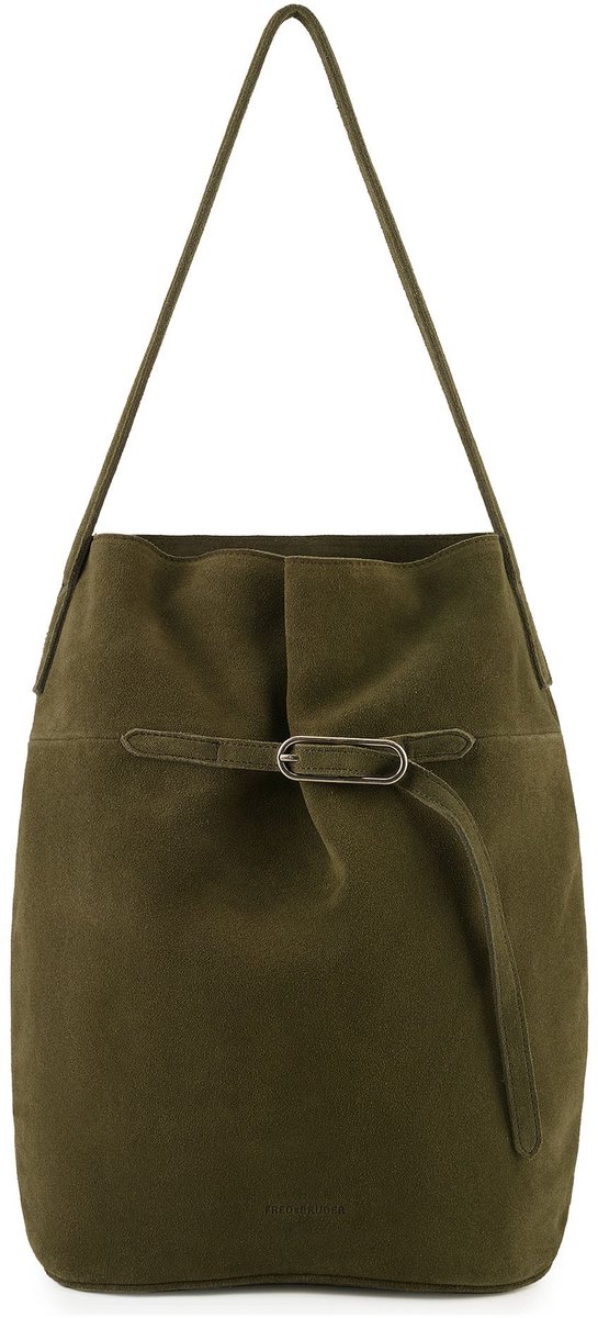 FREDsBRUDER Leren schoudertas Softly Collection Hobo Bag Forest Green olijfgroen