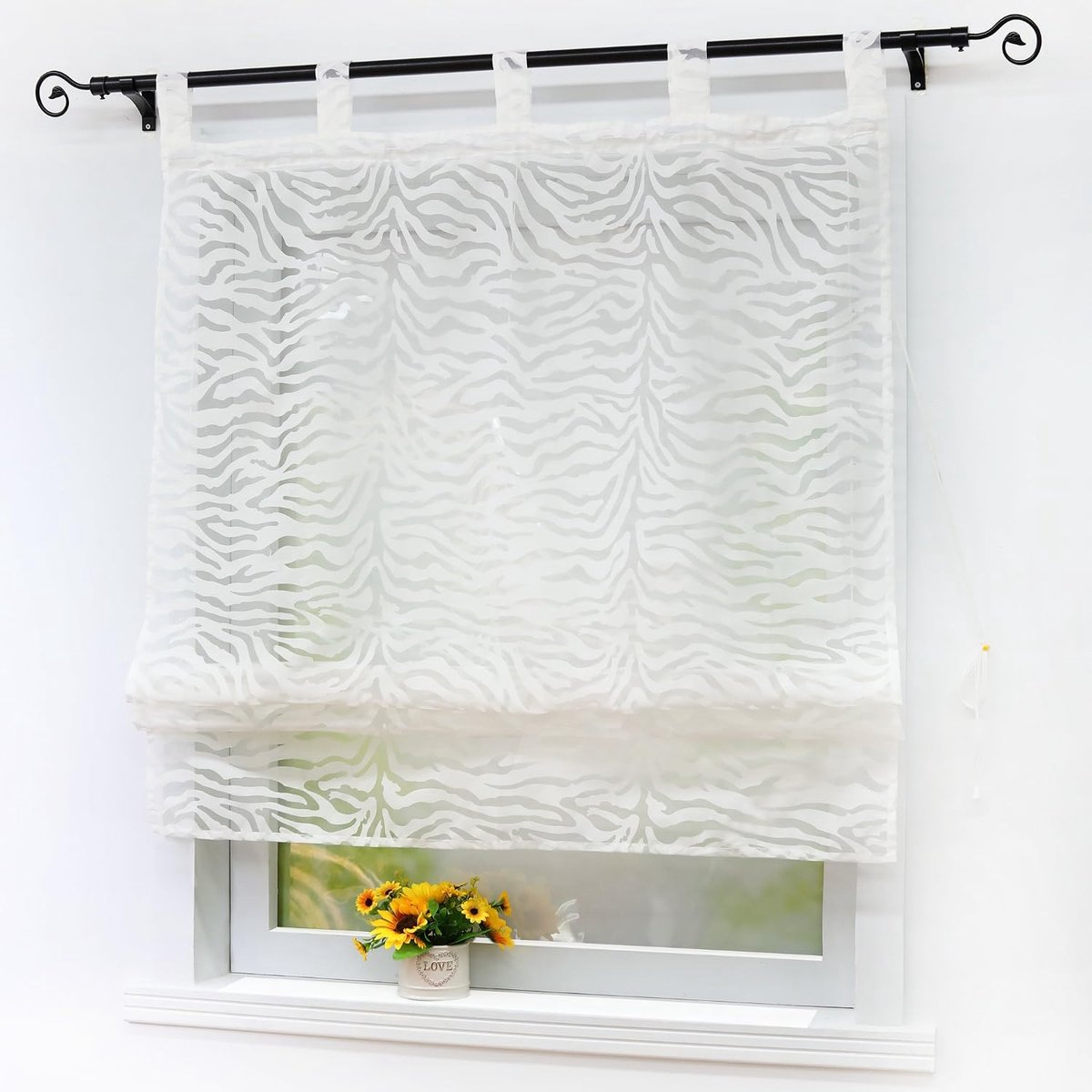 Vouwgordijn uitbrenner vouwgordijnen met lussen Lea lusrolgordijn BxH 140x140cm wit 1-pack