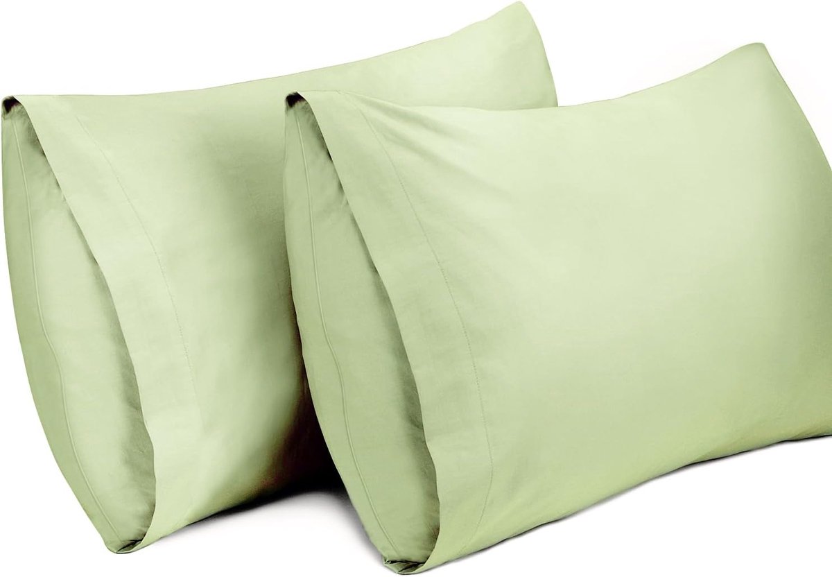 Kussenslopen, 100% Katoen Ademende Kussensloop Pillow Cover, 40 x 80 cm, Lichtgrasgroen