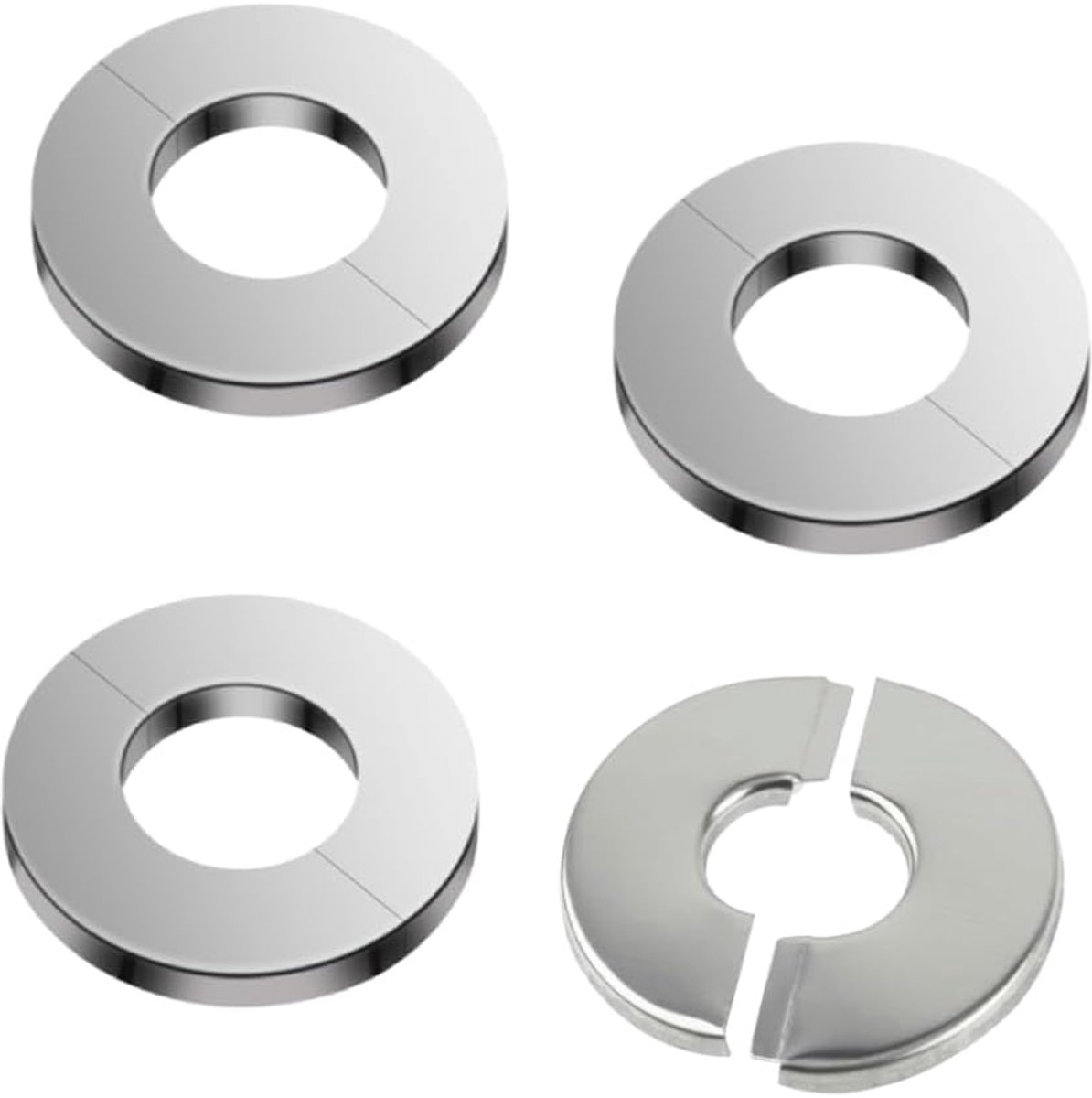 4-pack roestvrijstalen pijpafdekkingen, muursplitsing flenzen pijpmoffen, geen boren, ronde escutcheon halsband rozet afdekking voor douchepijp kachelkraan - 25MM