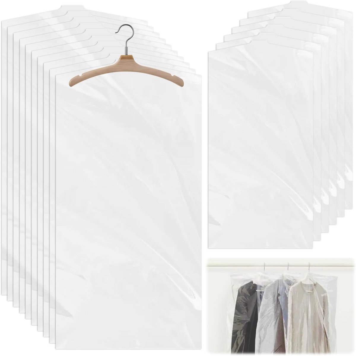 50 stuks kledingzakken van kunststof, 60 x 120 cm, stofdicht, transparant, ultradun, voor kleding voor het verven van jassen, overhemden