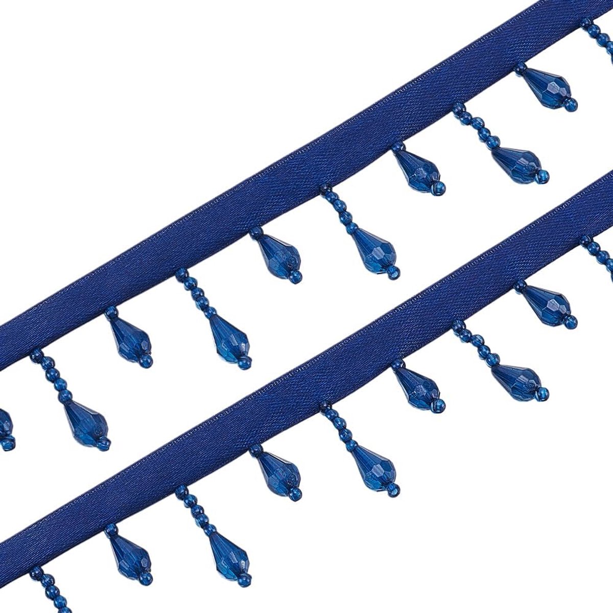 2,7 m Kralen Fringe Trim Marine Blauw Strass Lint Kwastje Decoratieve Kralen Franje Trim Traan Kraal Kwastje Linten voor Bruiloft Bruids DIY Naaien Ambachten Home Kleding Decoratie