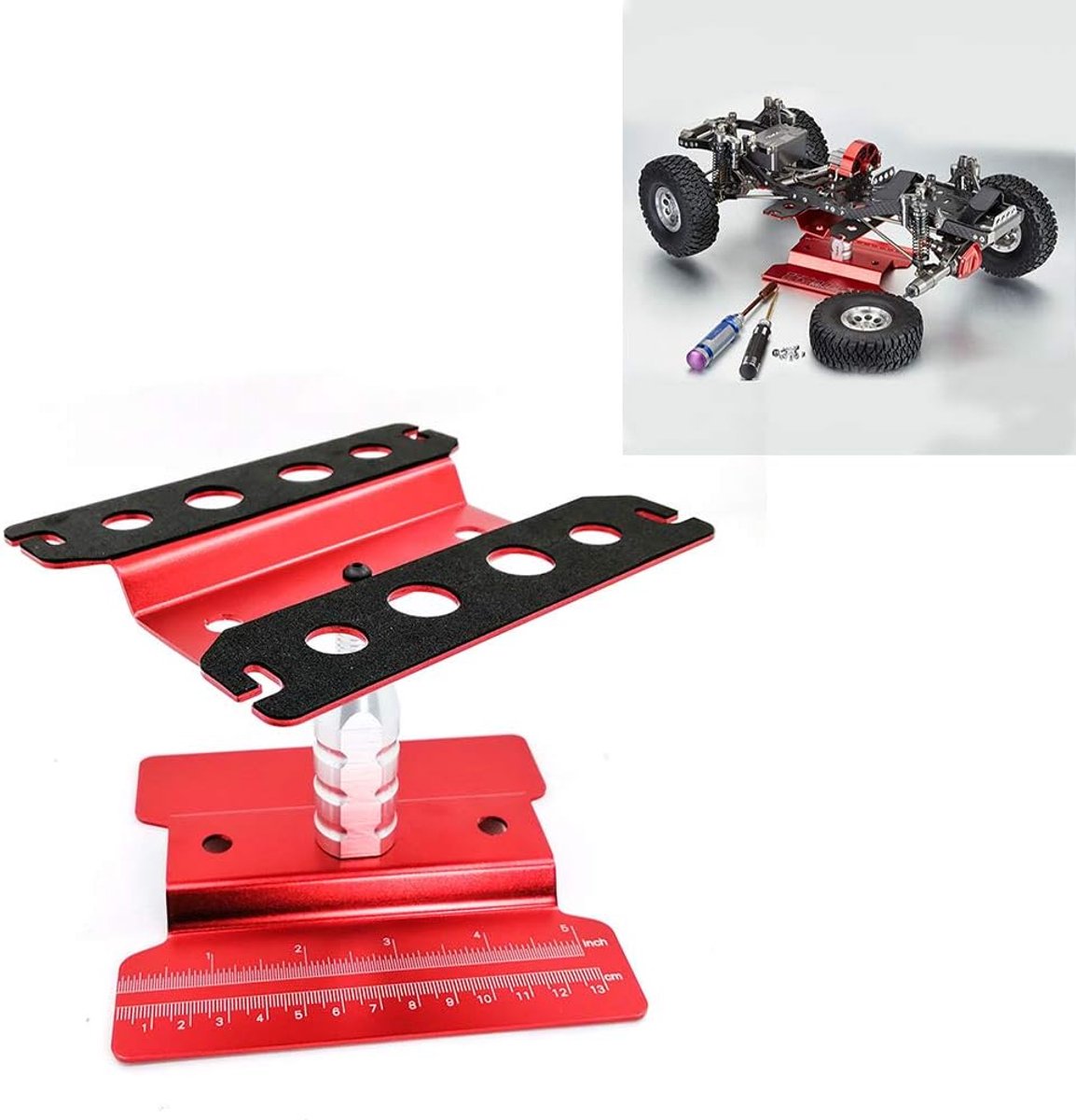 Auto Werk Stand Reparatie Station Aluminium 360 Graden Hoogte Verstelbare Rotatie Lift Of Lager voor 1/8 1/10 1/16 Schaal RC Auto RC Truck (rood)