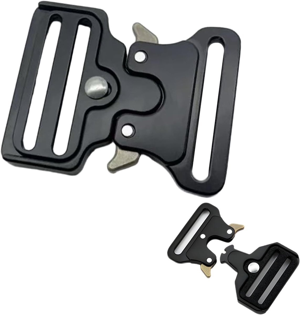 Riemgesp voor heren, 50 mm, zwart, van metaal, robuust, met snelsluiting, ideaal voor leren riemen, rugzakken en outdooractiviteiten