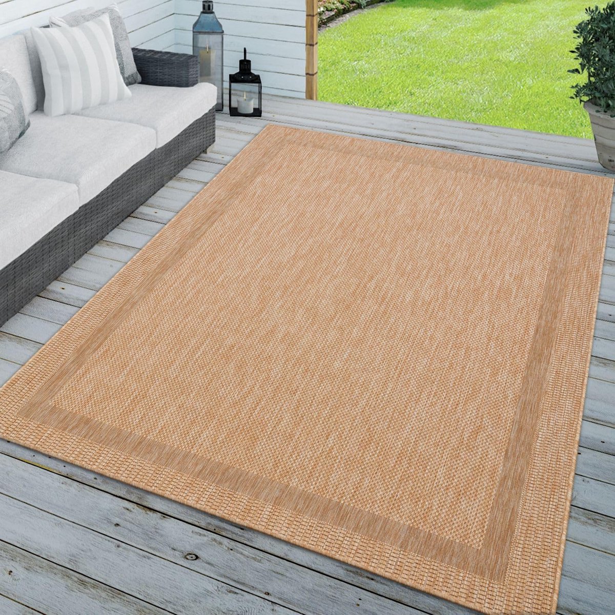 Home Tuin Vloerkleed Tapijt Voor Binnen En Buiten Keuken Patroon Randen Effen Kleur, Kleur: Beige, Maat:80x150 cm