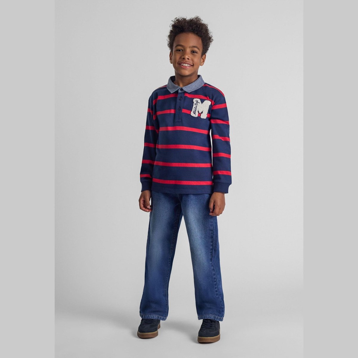 Minoti spijkerbroek jongens baggy fit 100% katoen - blauw