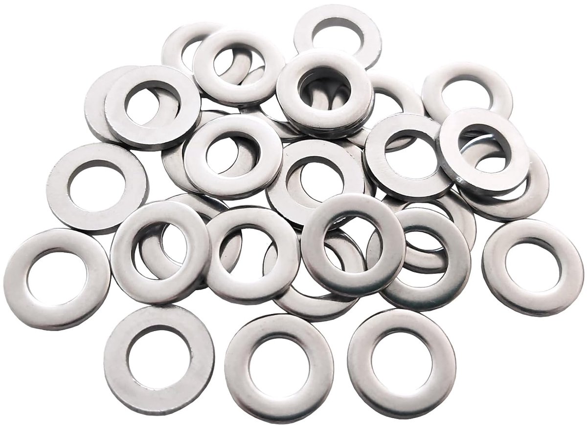 Platte sluitringen, platte ringen, DIN125 van roestvrij A2, V2A, 304 roestvrij staal, voor schroeven, moeren en draadstangen, industrie, auto, machinebouw en huishoudelijke montage