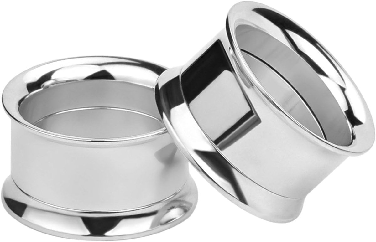 Plugs chirurgisch staal oorplug heren zilveren hoepel oorplug 2-30 mm, Geen zirkoon