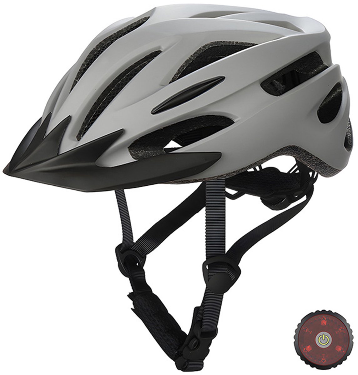 MEETYOO Fietshelm - Ebike Helm voor Volwassenen Mountainbike Helm - LED Verlichting - Dames en Heren-Donkergrijs-S