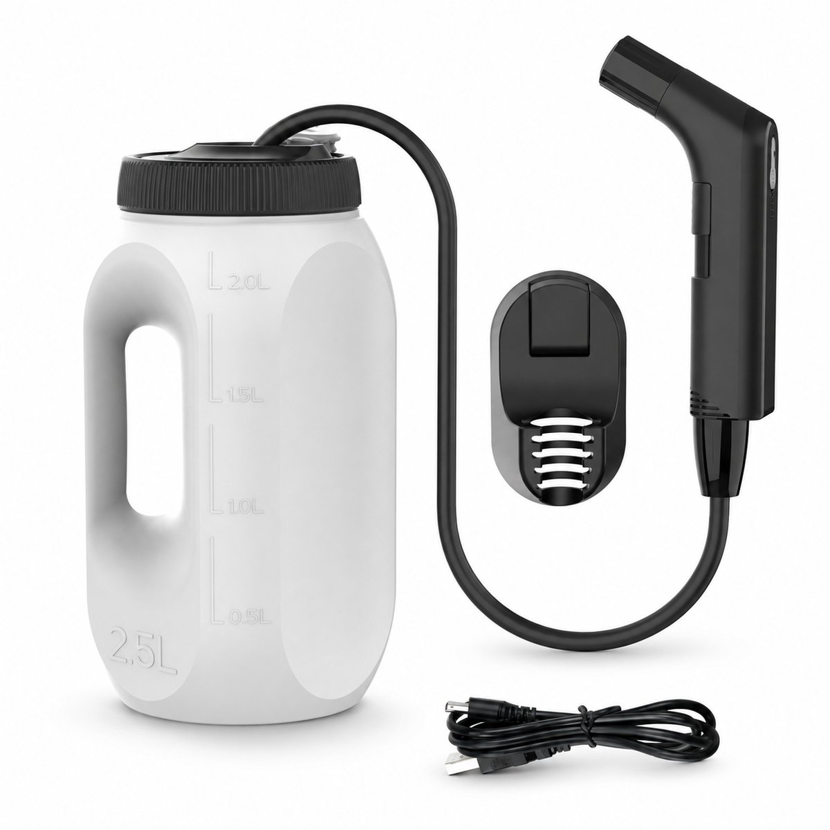 Draagbare Bidet Handdouche met 2,5L Waterreservoir – Oplaadbare Reisbidet met Slang en Wandhouder – Mobiele Toiletdouche voor Persoonlijke Hygiëne, Reizen en Camping