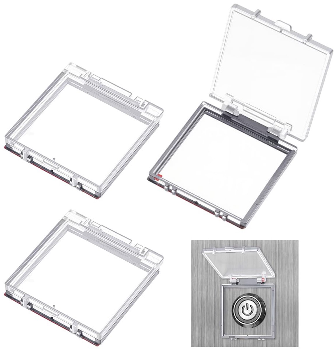 3 stuks afdekking voor knopschakelaar, lift power knop afdekking noodstop-beschermkap beschermer voor computer vaatwasser wasmachine, 43,5 x 45,5 mm binnendiameter