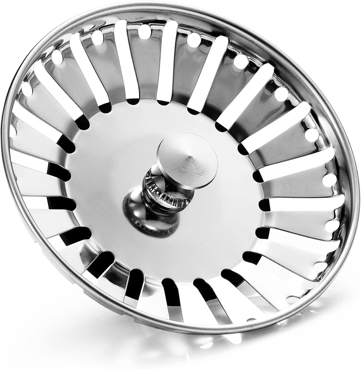 keuken, 84 mm, spoelbakfilter, roestvrijstalen filter, gootsteenstekker, vervangende afvoerstop voor levensmiddelen/haarvanger, spoelgatdiameter 84-85,3 mm